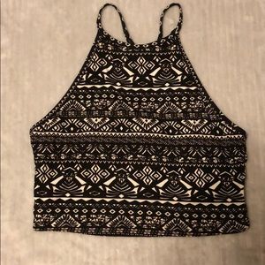 Black & white crop top with crochet details